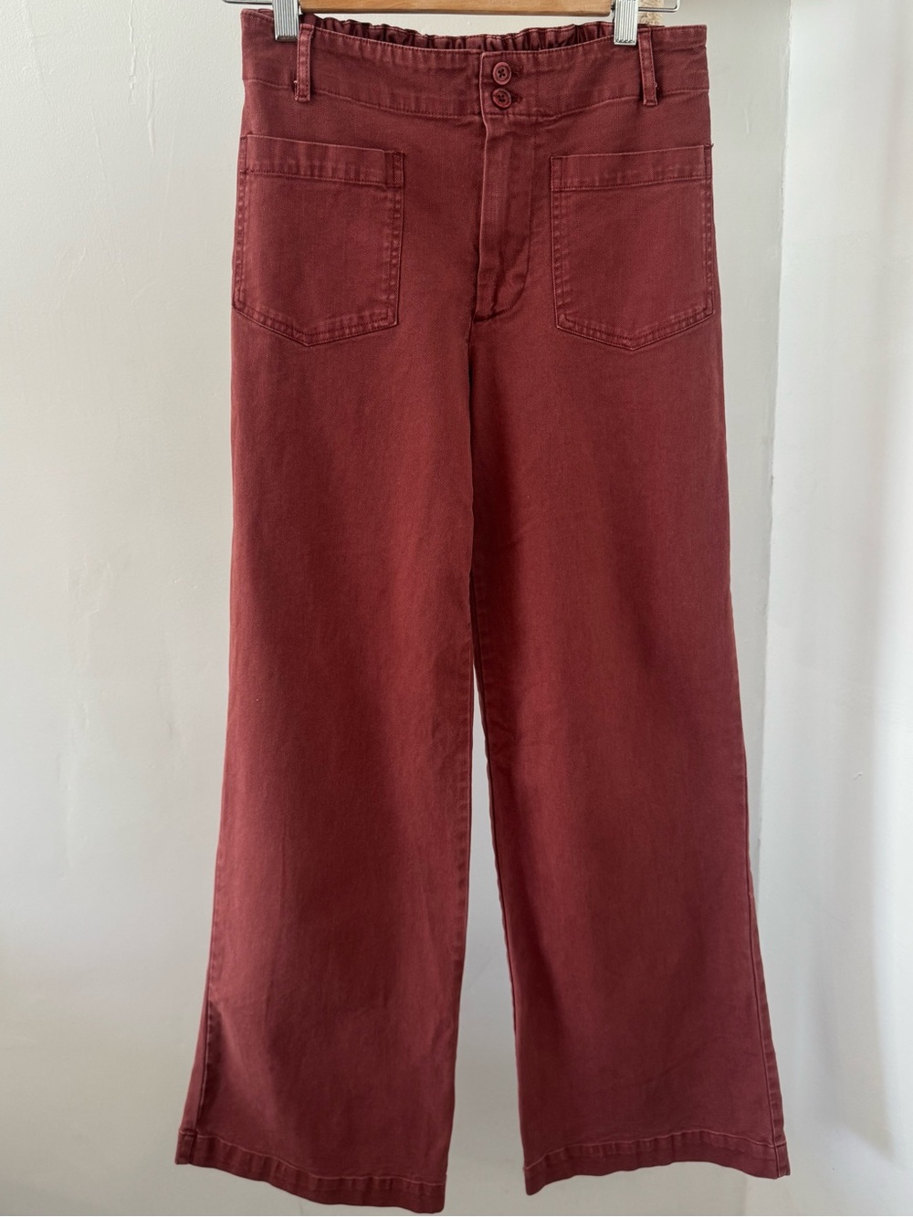 Young Fabulous & Broke Washed Burgundy Wide Leg Pants Size Small